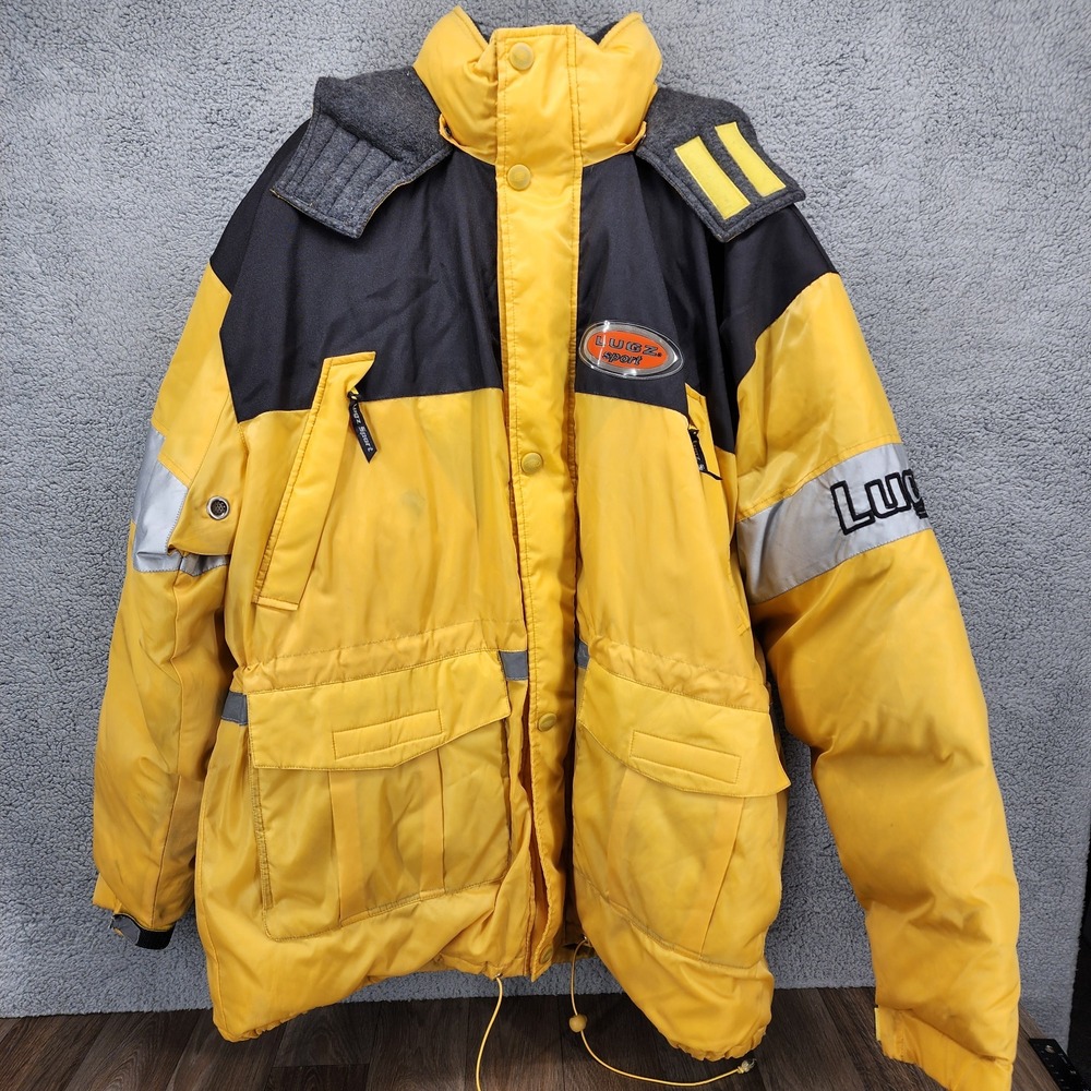 Lugz Sport Vintage XL Puffer Down Jacket Winter Coat Insulated Yellow Black